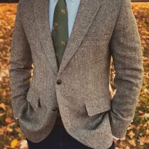 Only Jacket 1PCS Men's Suit Single Blazer Herringbone Lightweight Slim Fit Formal Business Outfits Casual Party Prom Wedding