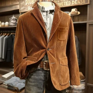 Men's Solid Color Corduroy Suit Jacket Warm Business Casual Cardigan Spring Autumn Corduroy Blazer Coat for Men