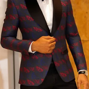 Men's single-breasted sports jacket with paisley pattern, lightweight blazer, regular style, men's evening dress, carnival gift