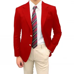 Red Men's Suit Single Breasted Notch Lapel Jacket Business Casual Blazer Coat High Quality Fashionable Slim Fitting Tuxedo
