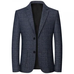 Spring Autumn Men's Plaid Blazers Smart Casual Formal Suits Jackets Coat Men Fashion Slim Fit Turn Down Collar Blazers Outerwear